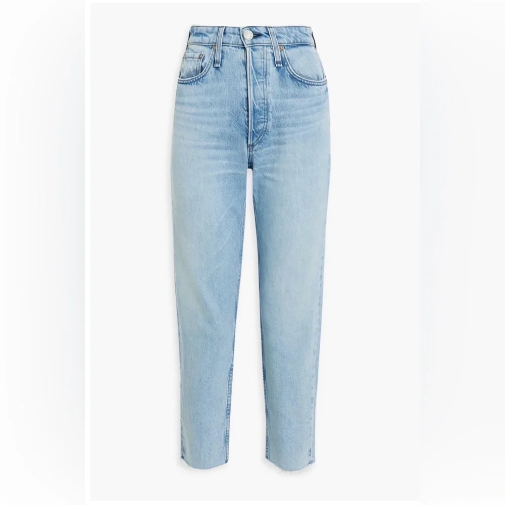 RAG & BONE Cropped High-Rise Straight Leg Mom Jeans Medium Wash Size 23 US 0